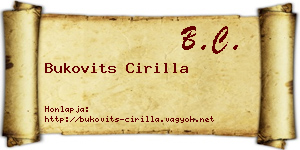 Bukovits Cirilla névjegykártya